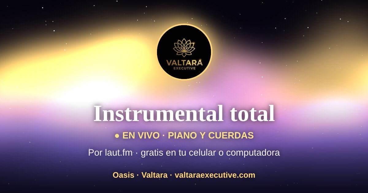 Aurora dorada sobre fondo oscuro con el logotipo de Valtara Executive: Oasis, la sala de sonoterapia de Valtara.
