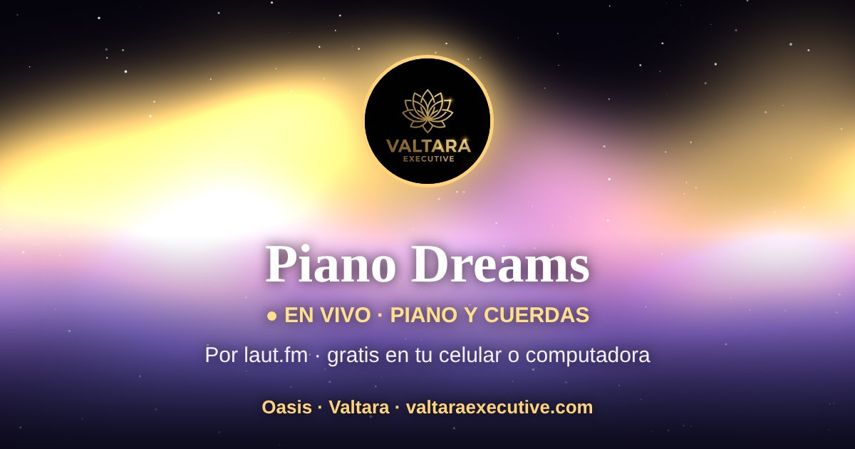 Aurora dorada sobre fondo oscuro con el logotipo de Valtara Executive: Oasis, la sala de sonoterapia de Valtara.