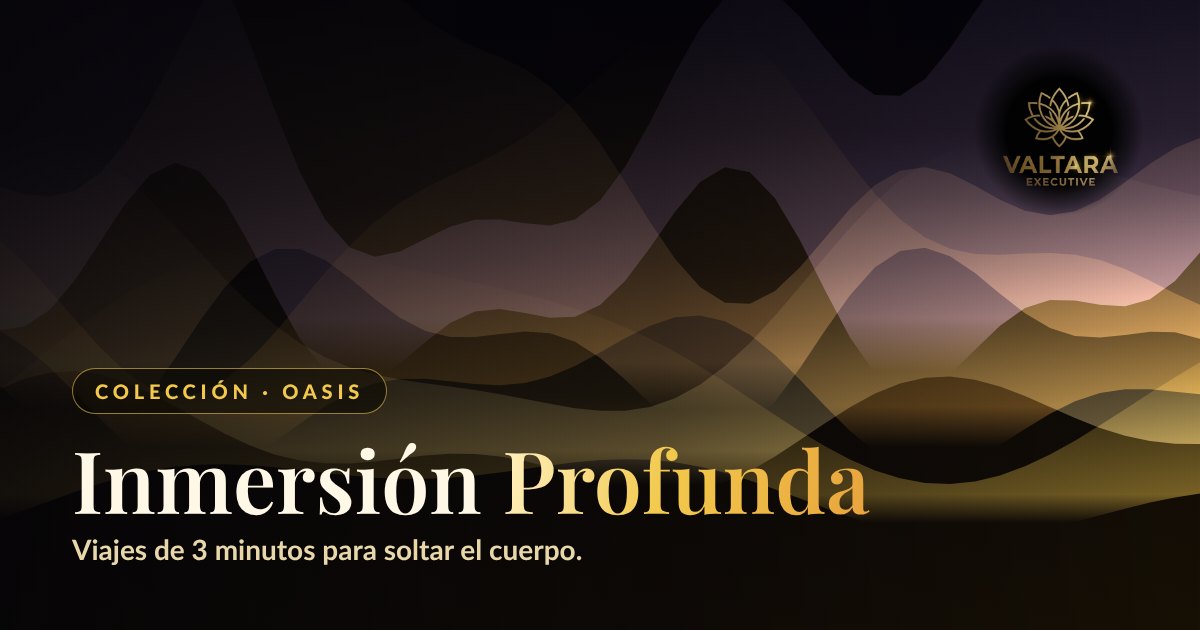 Aurora dorada sobre fondo oscuro con el logotipo de Valtara Executive: Oasis, la sala de sonoterapia de Valtara.