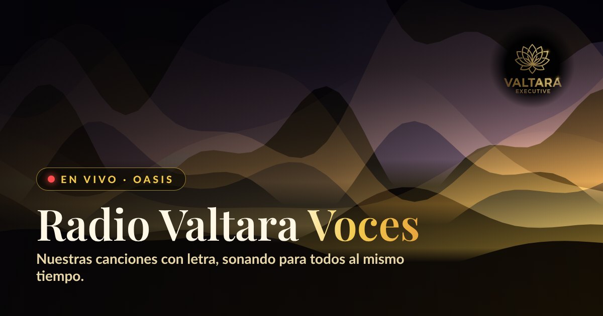 Aurora dorada sobre fondo oscuro con el logotipo de Valtara Executive: Oasis, la sala de sonoterapia de Valtara.