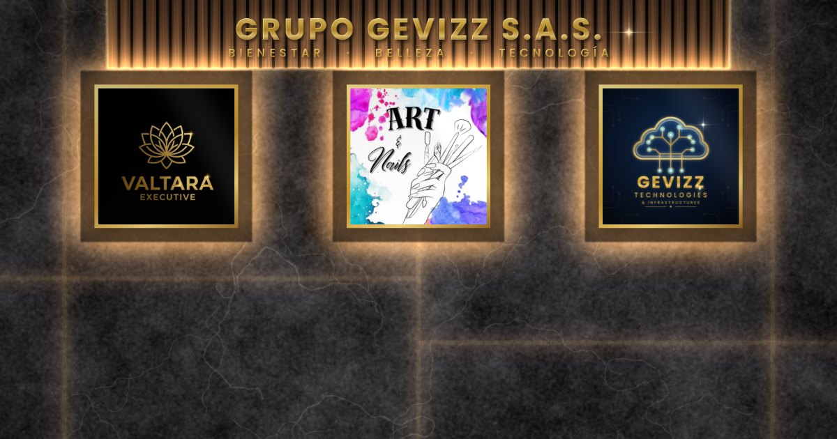 Logotipo de Gevizz Technologies & Infrastructures junto a las marcas de Grupo Gevizz.