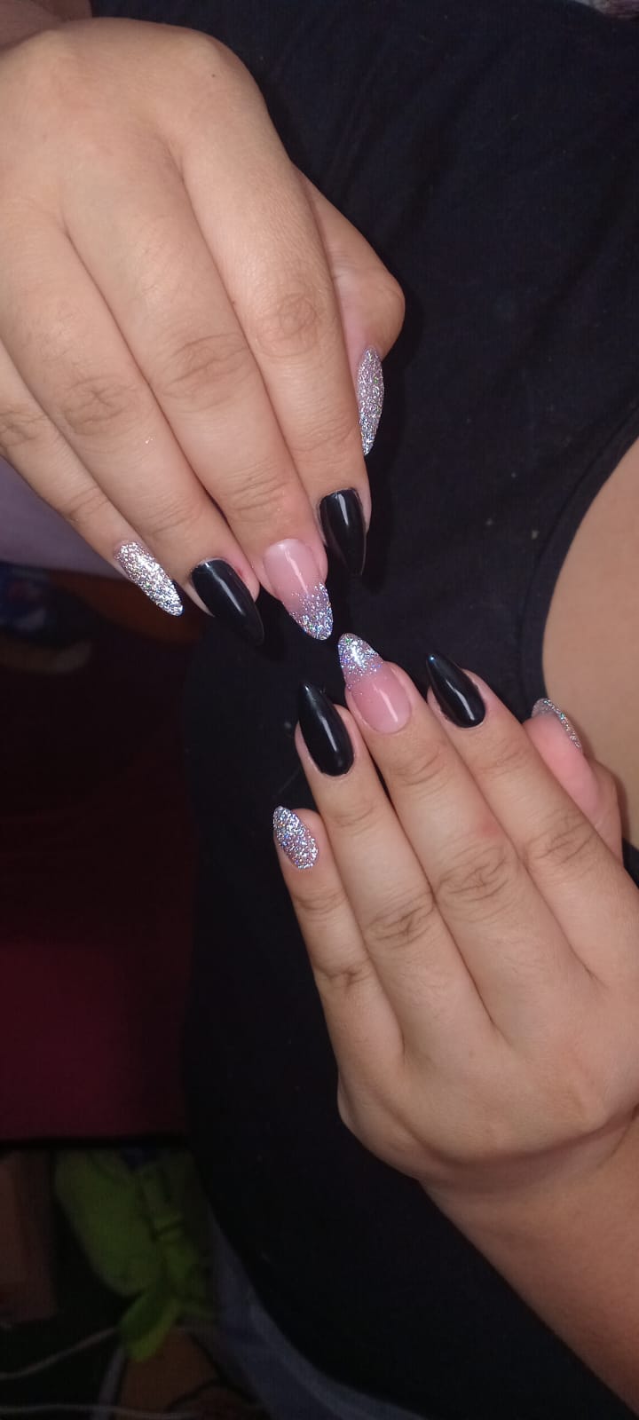 Negro glitter plateado ombré